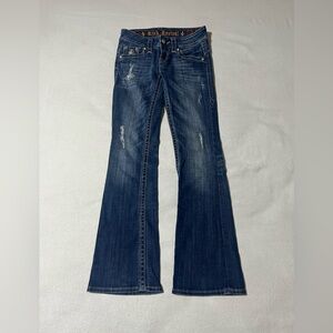 Rock Revival Womens‎ 26x29.5 Blue Distressed Flap Pockets Boot Cut Jeans Hagleg